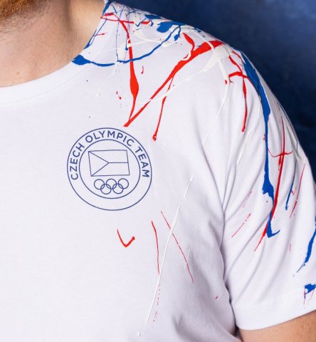 Olympijská kolekce Česká republika - MORART PÁNSKÉ BAVLNĚNÉ TRIKO S UNIKÁTNÍ RUČNÍ MALBOU