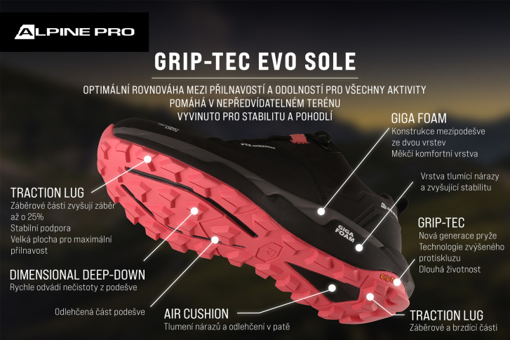 ALPINE PRO - QEDE 2 OUTDOOROVÁ OBUV S PTX MEMBRÁNOU