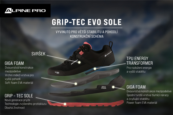 ALPINE PRO - QEDE 2 OUTDOOROVÁ OBUV S PTX MEMBRÁNOU
